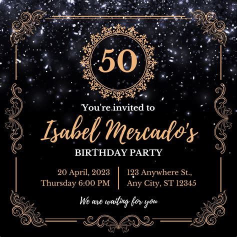 Free, printable custom 50th birthday invitation .